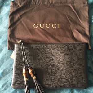 Authentic GUCCI brown leather clutch